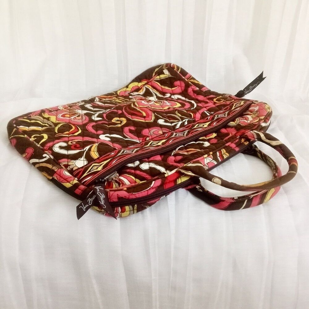 Vera Bradley Paisley Laptop Case Briefcase Pockets Zip Quilted Electronics Bag